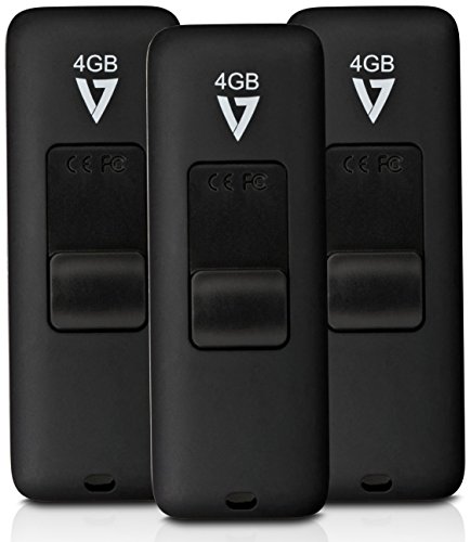 V7 VF24GAR-3PK-3E Slider Memoria USB 2.0 Flash Drive de 4 GB Negro (3 Pack)
