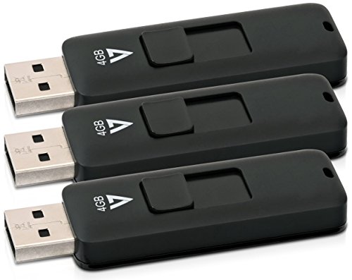 V7 VF24GAR-3PK-3E Slider Memoria USB 2.0 Flash Drive de 4 GB Negro (3 Pack)
