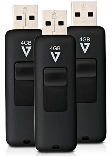 V7 VF24GAR-3PK-3E Slider Memoria USB 2.0 Flash Drive de 4 GB Negro (3 Pack)