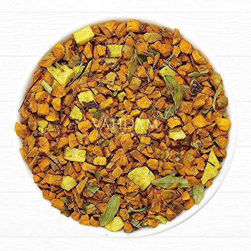 VAHDAM, té de hierbas de azafrán y cúrcuma, hojas sueltas (50 tazas) | infusiones | HIERBA MAGICA DE LA INDIA | Mezcla de té de cúrcuma | TISANA Té 100% NATURAL | 100gr | Conjunto de 2