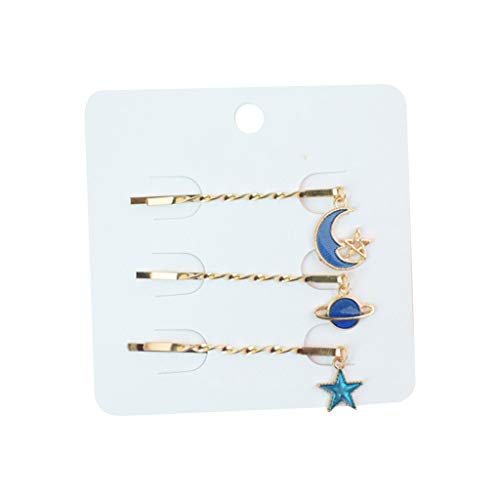 VAILANG 3 Piezas japonesas Mujeres niña una Palabra Horquillas espirales Linda Fruta Planeta Cohete Colgante encantos Pinza de Pelo Flequillo Lateral peines 11