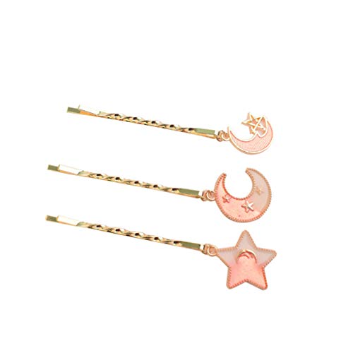 VAILANG 3 Piezas japonesas Mujeres niña una Palabra Horquillas espirales Linda Fruta Planeta Cohete Colgante encantos Pinza de Pelo Flequillo Lateral peines 11