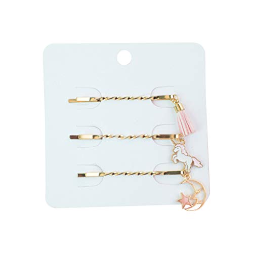 VAILANG 3 Piezas japonesas Mujeres niña una Palabra Horquillas espirales Linda Fruta Planeta Cohete Colgante encantos Pinza de Pelo Flequillo Lateral peines 11