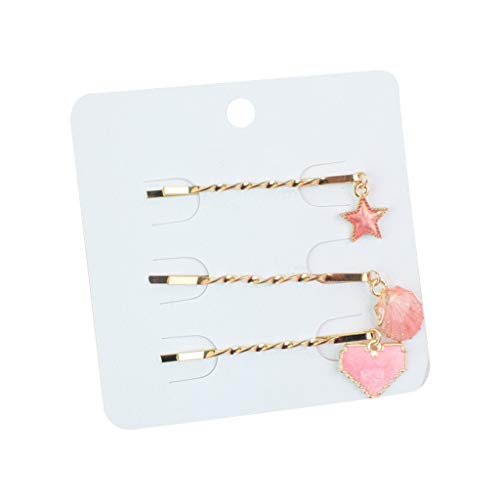 VAILANG 3 Piezas japonesas Mujeres niña una Palabra Horquillas espirales Linda Fruta Planeta Cohete Colgante encantos Pinza de Pelo Flequillo Lateral peines 11