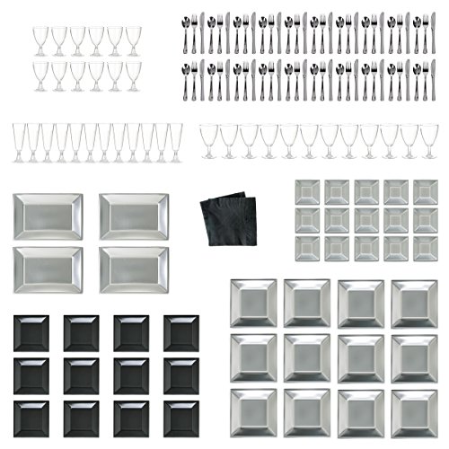 Vajilla desechable de Navidad para 12 Personas Plateada de plástico Christmas - LOLAhome