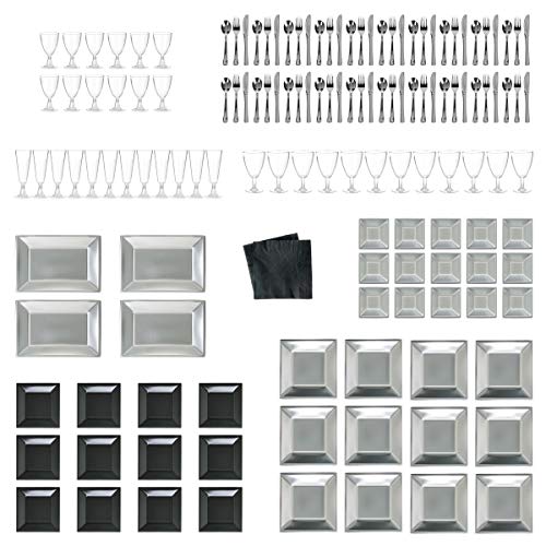 Vajilla desechable de Navidad para 12 Personas Plateada de plástico Christmas - LOLAhome