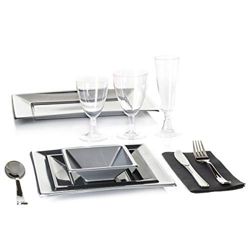 Vajilla desechable de Navidad para 12 Personas Plateada de plástico Christmas - LOLAhome