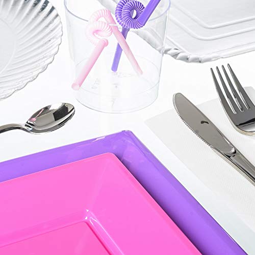 Vajilla desechable para 18 personas infantil lila de plástico para comedor LOLA home - LOLAhome