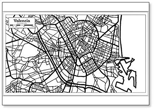 Valencia España City Map In Retro Style – Imán para nevera