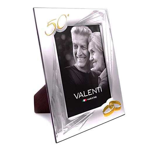 Valenti&Co - Marco Plateado 18x24 cm Boda de Oro: 50 años de Matrimonio o Cinco años de parientes, Abuelos o mamá y papá.