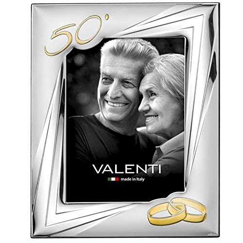 Valenti&Co - Marco Plateado 18x24 cm Boda de Oro: 50 años de Matrimonio o Cinco años de parientes, Abuelos o mamá y papá.
