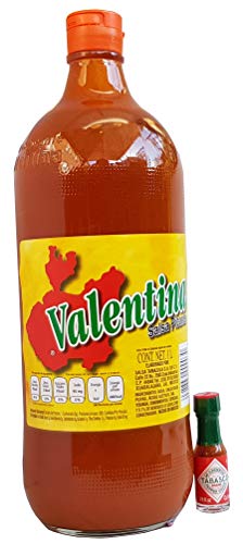Valentina Salsa Picante 1 litro (etiqueta roja) y 1 minitabasco