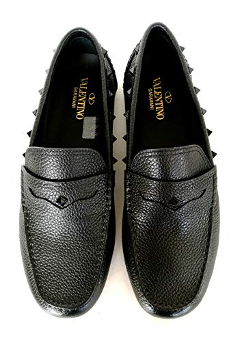 Valentino VLTN - Zapatillas Mocassini Driver para hombre de piel y tachuelas RY2S0B75WVG, color negro Negro Size: 40 EU