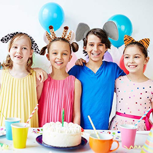 vamei 12pcs Animales Disfraz Niños Diadema Animales Orejas Cabeza de Animal Jirafa Diadema Orejas Animal Disfraz Fiesta de Disfraces de Halloween Diadema Animal Adulto (A)