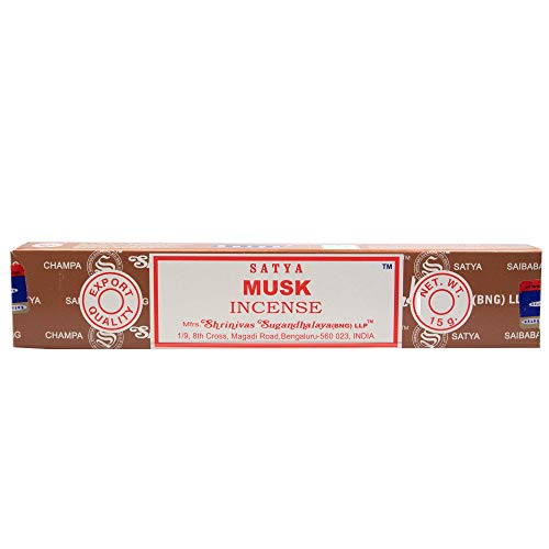 Varillas de incienso con aroma a almizcle, Satya Nag Champa, caja con 12 paquetes