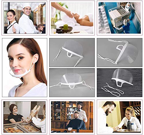 VARIOUS 10 Piezas Mascarilla Hosteleria Transparente Plástico, Mascarilla Profesional Cocina para Restaurantes, Hotel