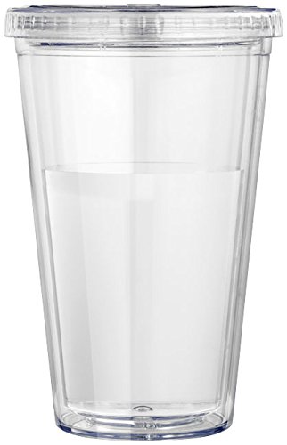 Vasos de plástico de doble pared Vasos para beber Vasos con tapas Batido de paja Jugo Café Café helado Ecológico notrash2003 (Transparente)