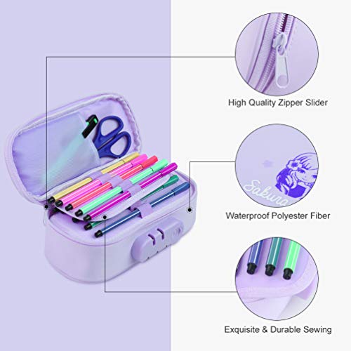 VBIGER Estuche Escolar de Niña Bolsa Lápiz Niño Gran Capacidad Anti-robo Material Escolar Papeleria.(púrpura)