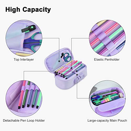 VBIGER Estuche Escolar de Niña Bolsa Lápiz Niño Gran Capacidad Anti-robo Material Escolar Papeleria.(púrpura)