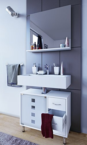 VCM Lodala Set de baño, Madera, Blanco, 57,5x67x29.5 cm