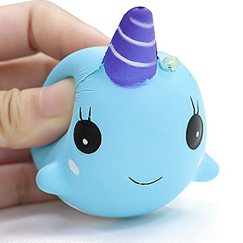 VCOSTORE 2 Piezas Squishy Unicornio Ballena, Animales de Crecimiento Lento Juguetes para apretar Juguetes Suaves y perfumados para aliviar el estrés para niños Adultos