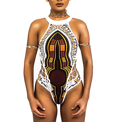 VECDY 2019 Bañador Monokini Push Up Traje De Baño étnico Vintage Siamés para Mujer Mujeres Vendaje De Una Pieza Bikini Bra Acolchado Ropa De Playa(Blanco,S)