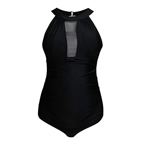 VECDY Bikini Premama Verano, 2019 Elegante Bañadores De Mujer Tallas Grandes Braga Alta Mujer Maternidad Embarazada Tankinis Bikinis Sólido Traje De Baño Una Pieza Ropa De Playa （Negro，XL）