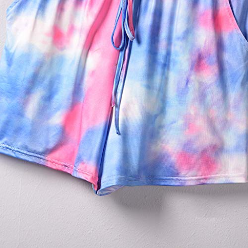 VECDY Conjuntos Mujer Verano, Sexy Ropa Fuera del Hombro, Tops con Estampado De Girasol Y Pantalones Cortos con Borlas, Traje De Dos Piezas Elegantes De Fiesta 2019 (ZEncaje Hot, L)