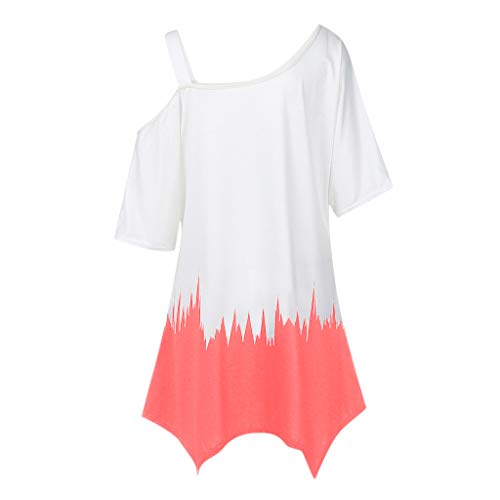 VEMOW Camiseta de Gran tamaño para Mujer con Estampado de Mariposa Manga Corta Blusa(U Melon Rojo,S)