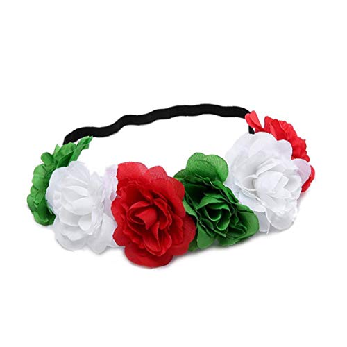 Vendas de la Flor de simulación Ajustable Flor Banda para el Cabello de Las Mujeres Flor del Peony de la Corona por favores de Partido Venda de los Accesorios Color de la Navidad y Azul 2 Piezas