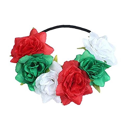 Vendas de la Flor de simulación Ajustable Flor Banda para el Cabello de Las Mujeres Flor del Peony de la Corona por favores de Partido Venda de los Accesorios Color de la Navidad y Azul 2 Piezas