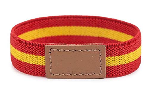 VENDOPOLI Pulsera Elastica Bandera España Cuero Talla Unica Adaptable (Rojo)