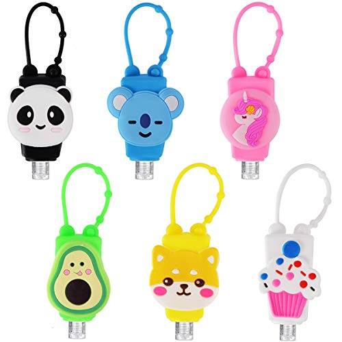 Ventdest Botellas de Viaje Portátiles para Niños, 6 Pcs 30ml Vacía Contenedor Rellenable para Desinfectante de Manos, Jabón Líquido, Champús, Loción Accesorios de Viaje para Niños