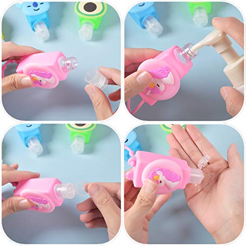 Ventdest Botellas de Viaje Portátiles para Niños, 6 Pcs 30ml Vacía Contenedor Rellenable para Desinfectante de Manos, Jabón Líquido, Champús, Loción Accesorios de Viaje para Niños