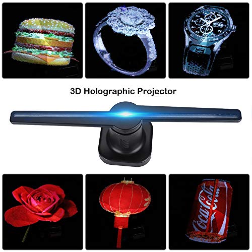 Ventilador LED con Pantalla publicitaria de Holograma 3D, proyector holográfico 3D multifunción Videos/imágenes Personalizados Proyector publicitario para Tiendas comerciales(UE)