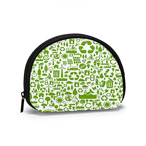 Verde Eco Made Pequeño Monedero Ecológico Cambio Bolsa de Efectivo Cremallera Monedero pequeño Carteras Bolsa de cosméticos Bolsa de Almacenamiento