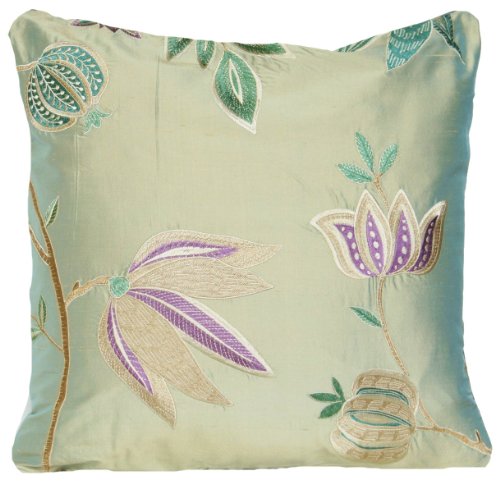 Verde flores de seda bordado funda para cojín y funda de almohada Osborne And Little tela Taramana