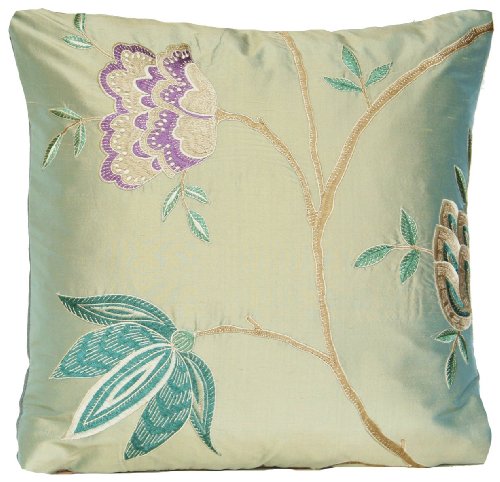 Verde flores de seda bordado funda para cojín y funda de almohada Osborne And Little tela Taramana