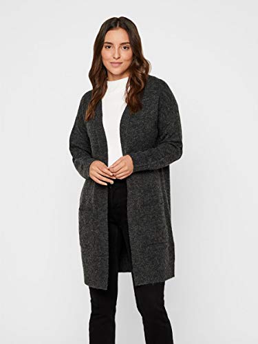 Vero Moda Vmblakely IVA LS Open Cardigan Noos Chaqueta Punto, Gris (Dark Grey Melange Dark Grey Melange), 36 (Talla del Fabricante: X-Small) para Mujer