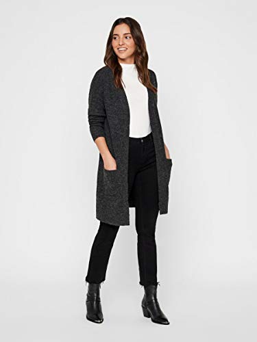 Vero Moda Vmblakely IVA LS Open Cardigan Noos Chaqueta Punto, Gris (Dark Grey Melange Dark Grey Melange), 36 (Talla del Fabricante: X-Small) para Mujer
