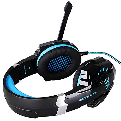 VersionTECH G9000 Gaming Headset Auriculares estéreo envolventes para juegos con micrófono con cancelación de ruido Luz LED y orejeras de memoria suave