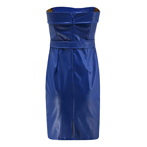 Vestido de Piel Corto Mini Sexy Ajustado para Mujer Otoño Invierno,PAOLIAN Vestido Fiesta Sin Manga Hombro Descubierto Vestido Noche Ceremonia de Rodilla Palabra de Honor