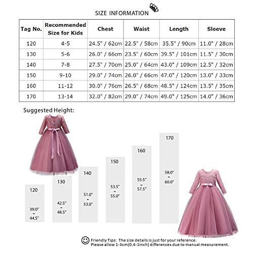 Vestidos De Princesa Fiesta de la Boda de Las Niñas, Bordado, Baile de graduación,Manga Larga Vestido,Princesa,Vestido de Novia S# Azul Marino