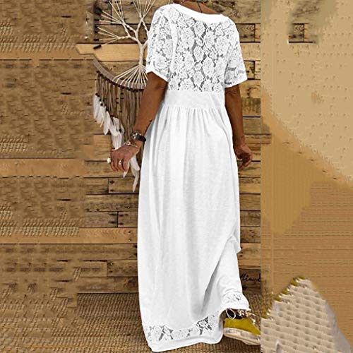 Vestidos Largo de Encaje Ajustado para Mujer con Hombros Descubiertos y Manga Corta Mujer Playa Traje Baño Vestido la Bikini Cover up Camisola Larga Mangas V-Cuello Hueco Borlas Kaftan