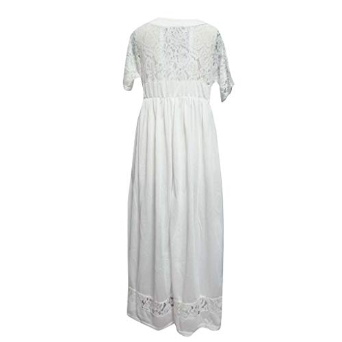 Vestidos Largo de Encaje Ajustado para Mujer con Hombros Descubiertos y Manga Corta Mujer Playa Traje Baño Vestido la Bikini Cover up Camisola Larga Mangas V-Cuello Hueco Borlas Kaftan