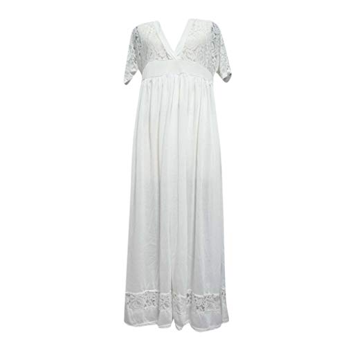 Vestidos Largo de Encaje Ajustado para Mujer con Hombros Descubiertos y Manga Corta Mujer Playa Traje Baño Vestido la Bikini Cover up Camisola Larga Mangas V-Cuello Hueco Borlas Kaftan