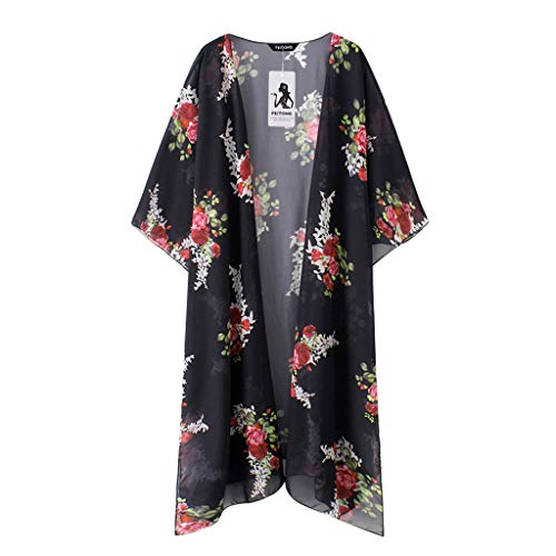 Vestidos Mujer Casual Tallas Grandes Vestido de Camisa de Gasa para Mujer de Moda Kimono Estampado Top Cardigan Cubrir Blusa Ropa de Playa Camisa Vestido