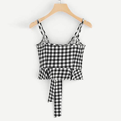 Vestidos Mujer Casual Verano 2019 Vestido de la Camisa Ocasional de Las Mujeres Frente sin Mangas de Nudo Gingham Cami Top Chaleco Camisola Camisola Camisa Vestido