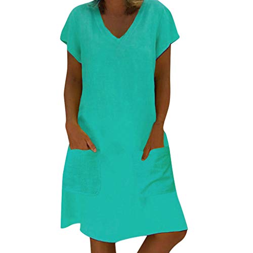 Vestidos Mujer Casual Verano 2019 Vestido de Mujer Estilo Femenino Camiseta de algodón Vestido Casual de Talla Grande para Mujer Camisa Vestido