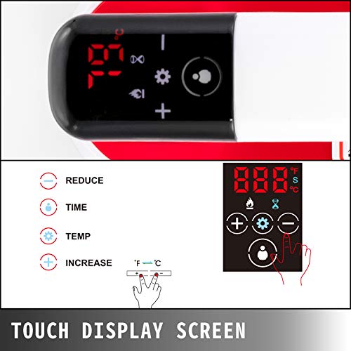 VEVOR Prensa de Calor 34 x 28,5 x 22 cm, Mini Máquina de Transferencia de Calor con Pantalla Táctil Alta Sensibilidad, Prensa Térmica para Sublimación Portátil para Gorras Camisetas Rojo 800 W 0-200 ℃